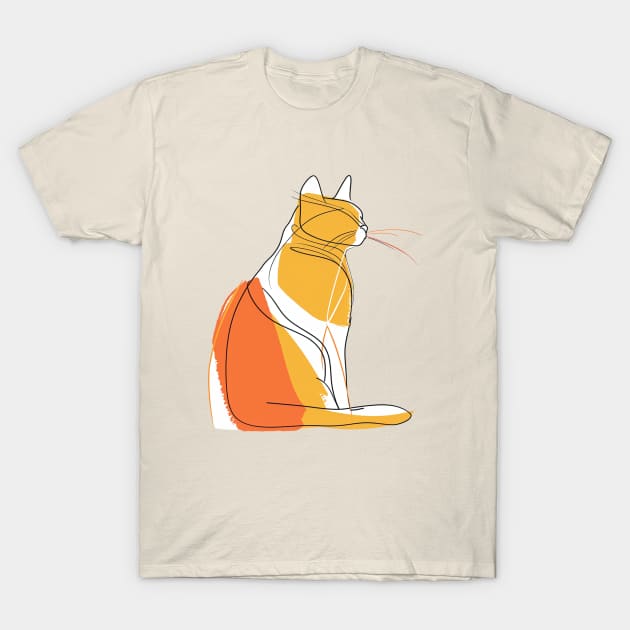 Minimal Cat Art T-Shirt by Pastel Craft